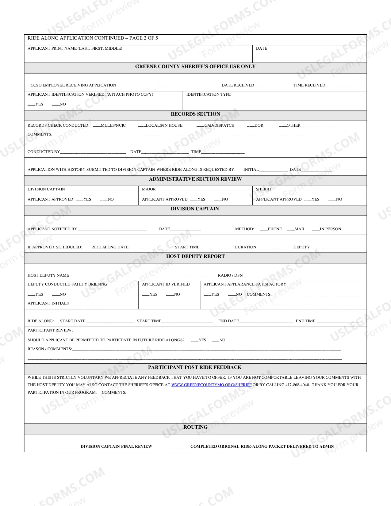 Preview Sheriff Ride-Along Application