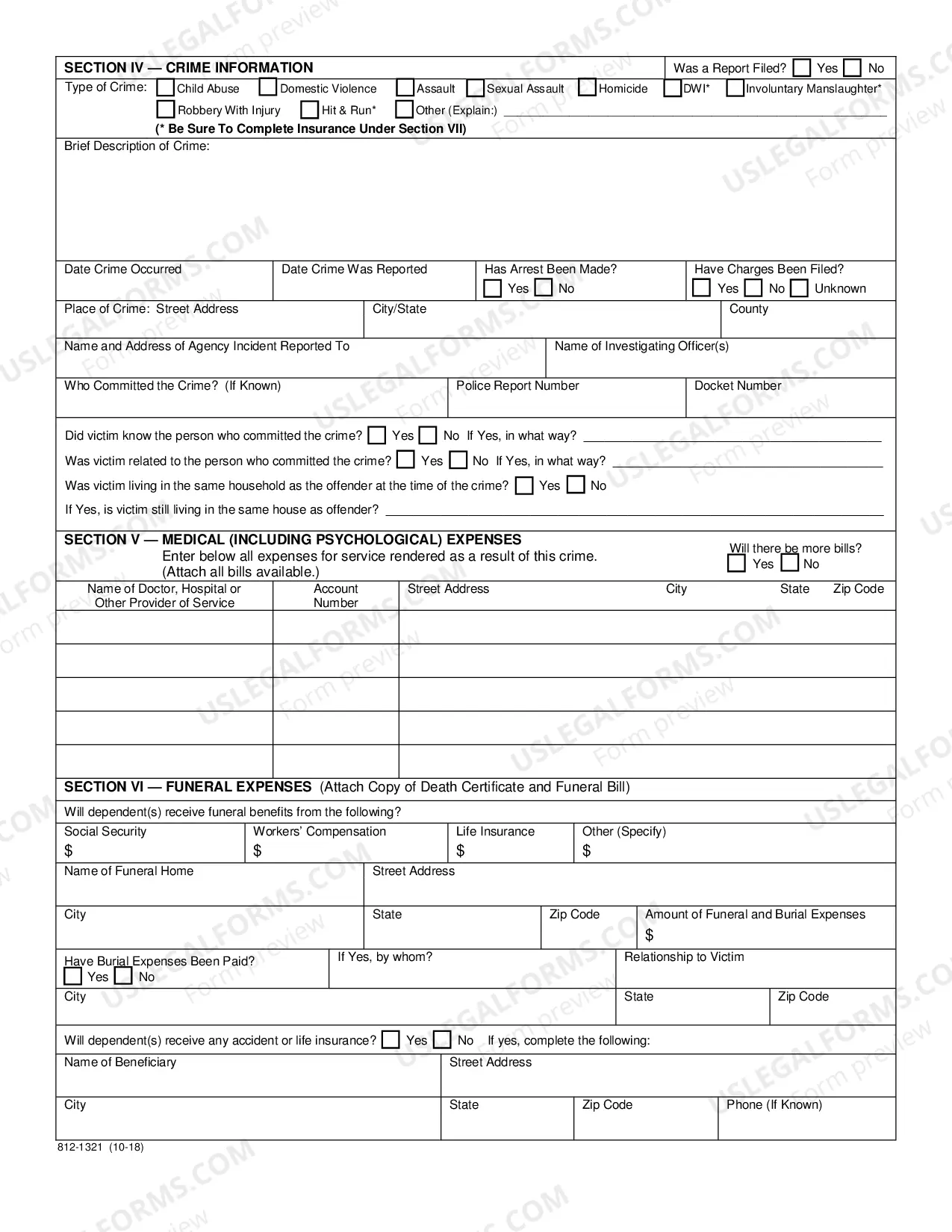 Preview Application for Crime Victims' Compensation