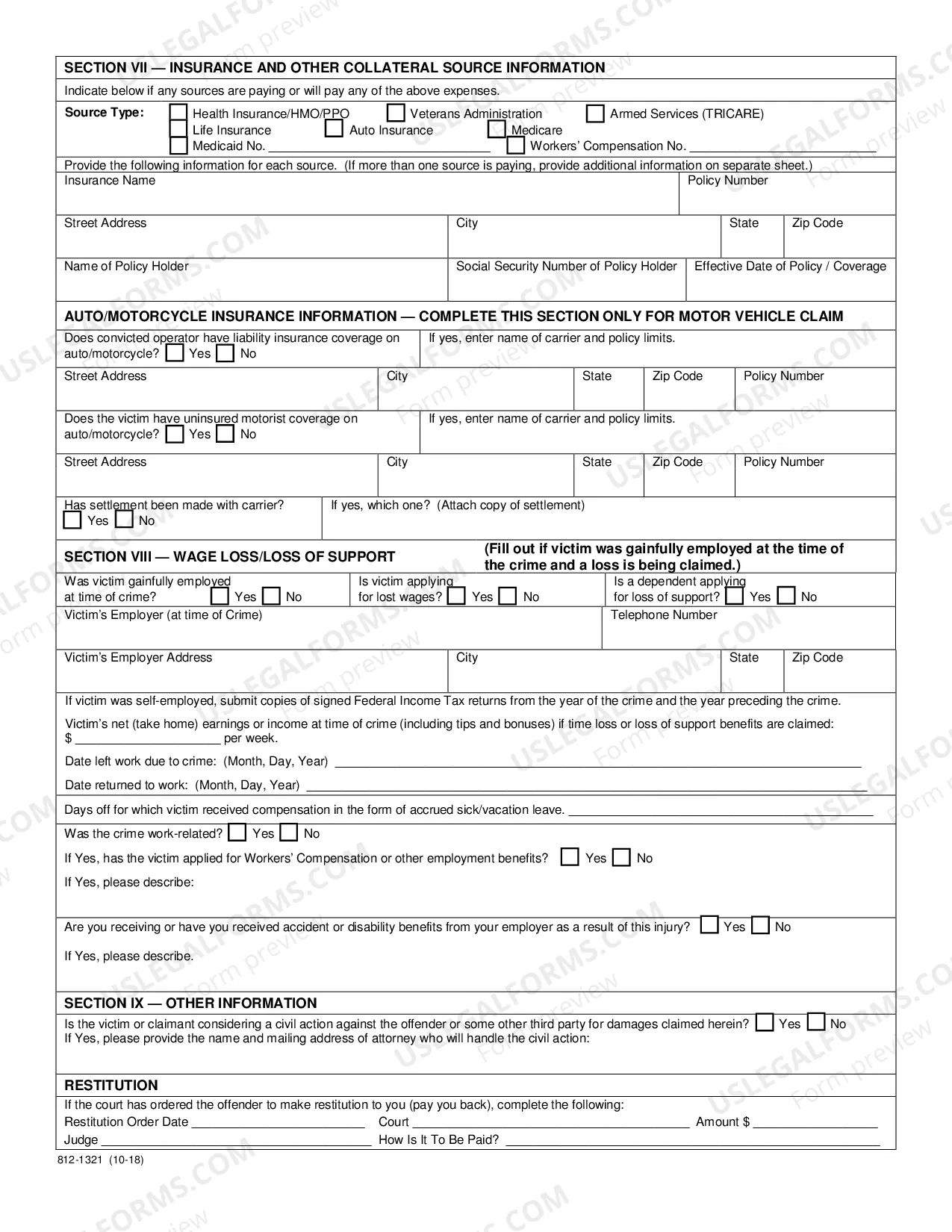 Preview Application for Crime Victims' Compensation