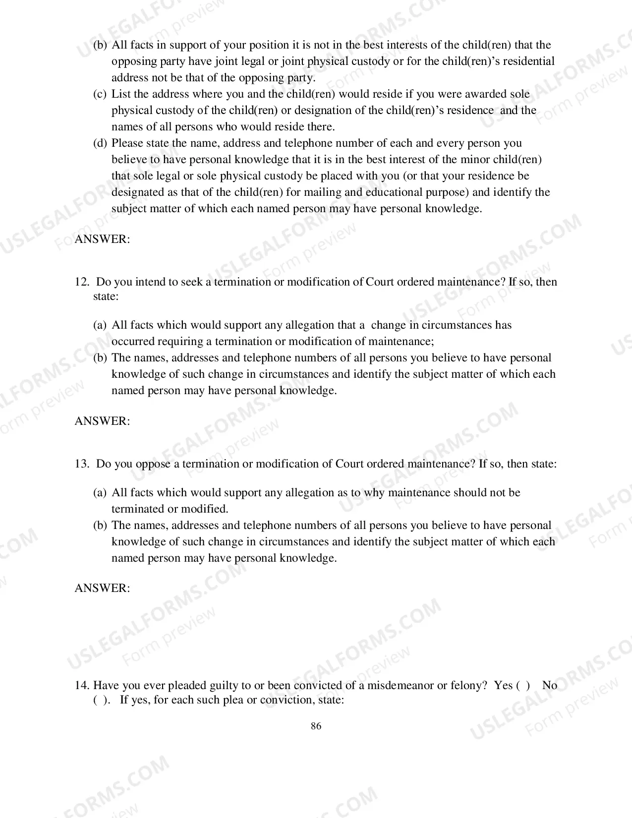 Preview First Interrogatories (Modification)