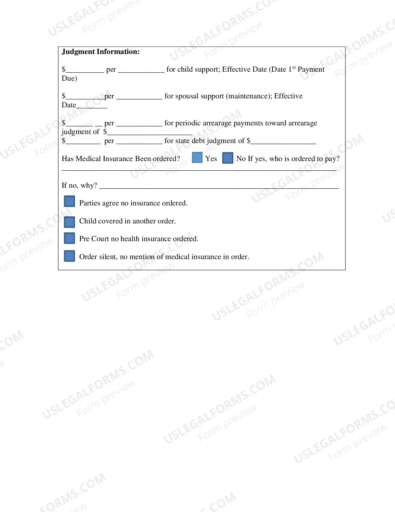 Preview Information Statement for Processing of Child Support/Maintenance