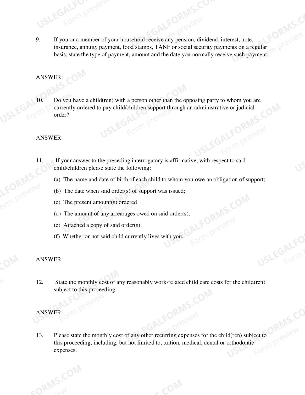Preview First Interrogatories in Paternity of Custody Actions