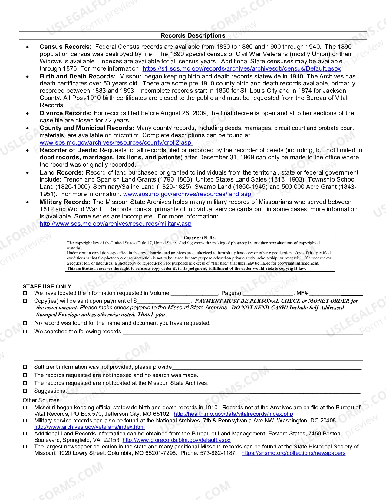 Preview Genealogical Request Form
