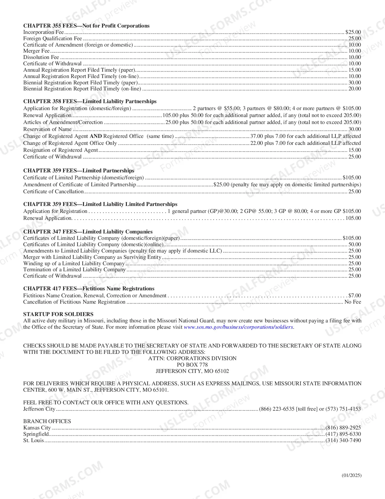 Preview Schedule of Fees and Charges