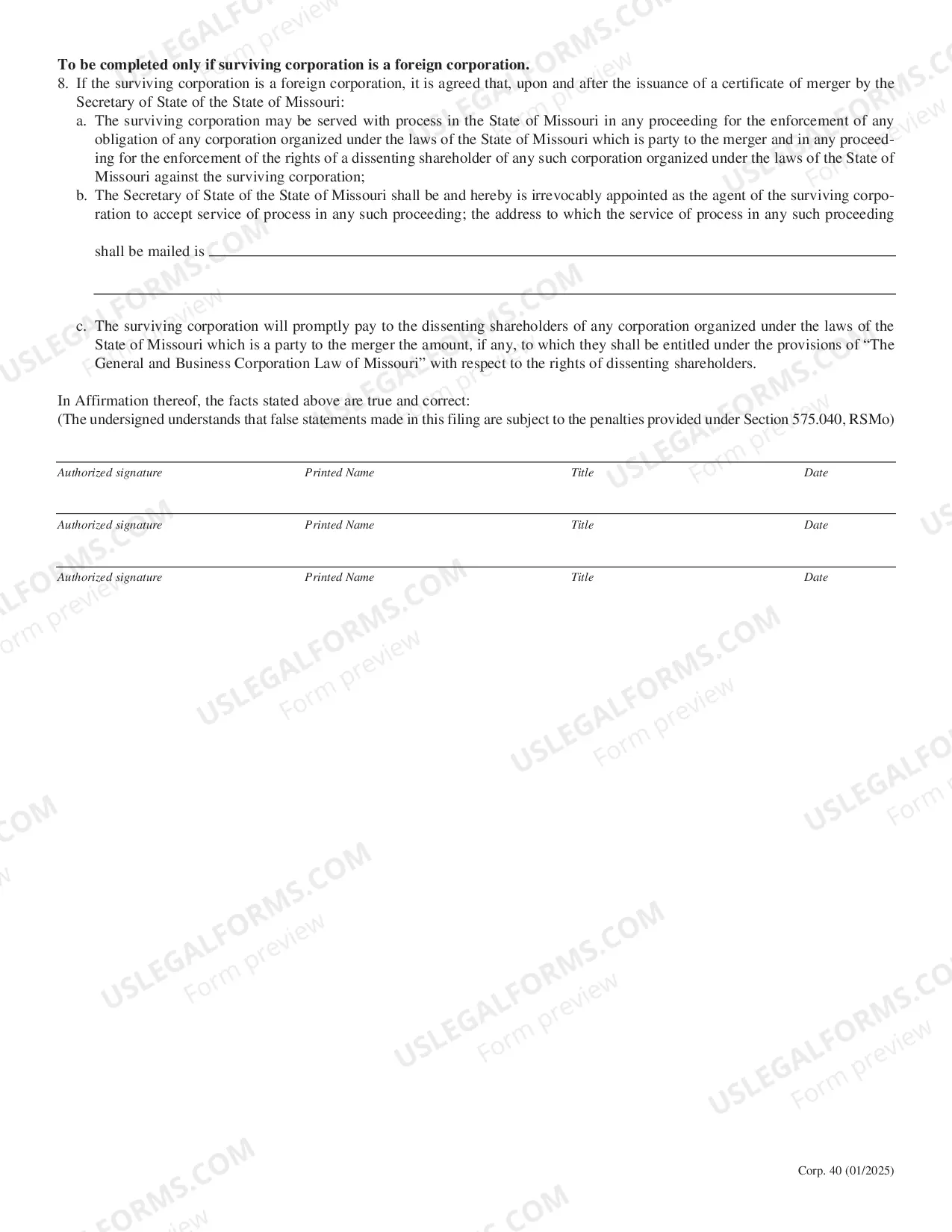 Preview Summary Articles of Merger