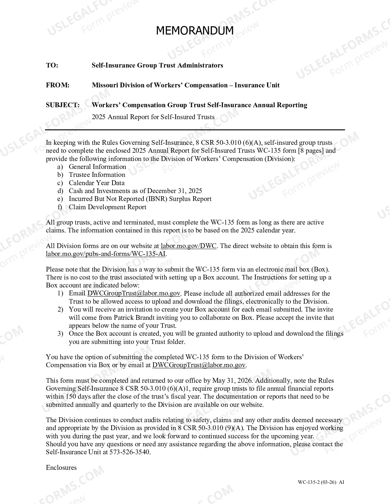 Preview Annual Reporting Forms For Self Insured Trusts