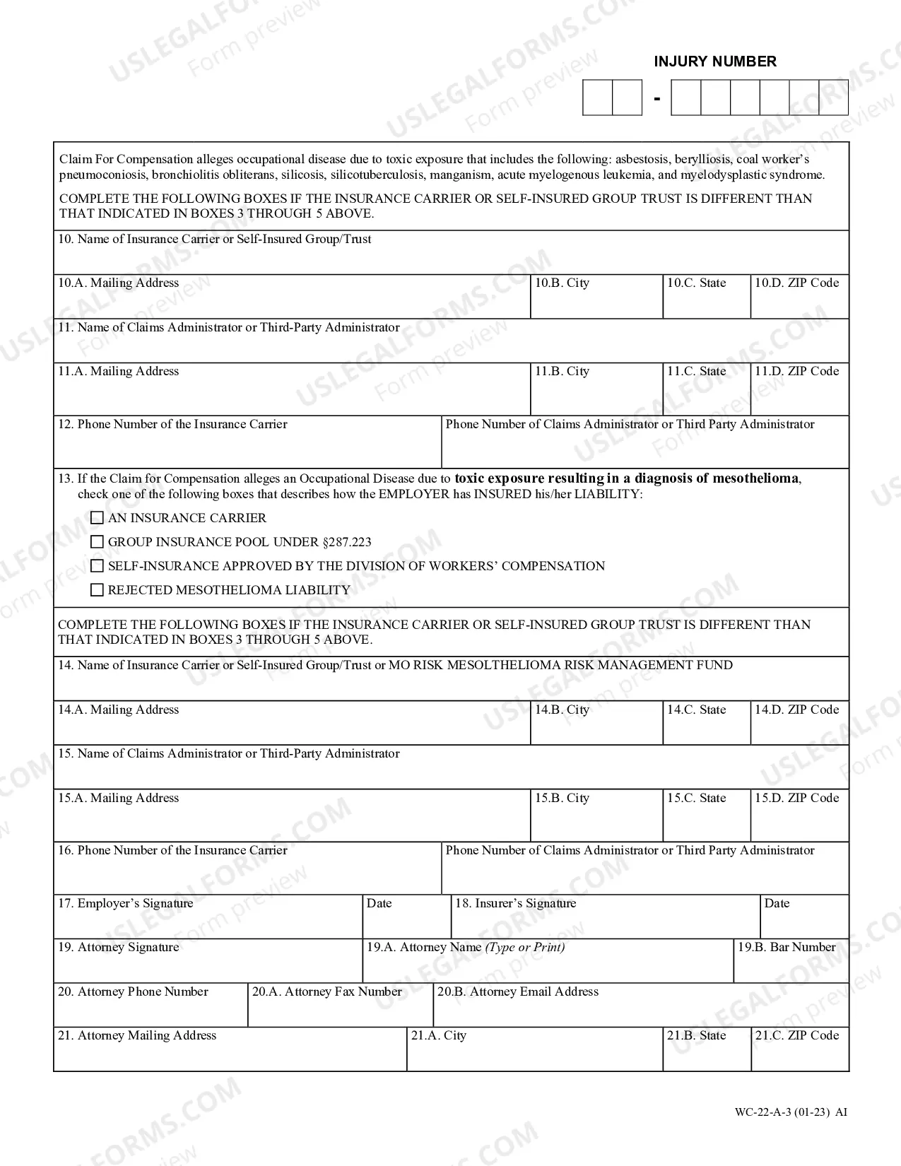 Preview Answer To Claim For Compensation (After 12-31-13)