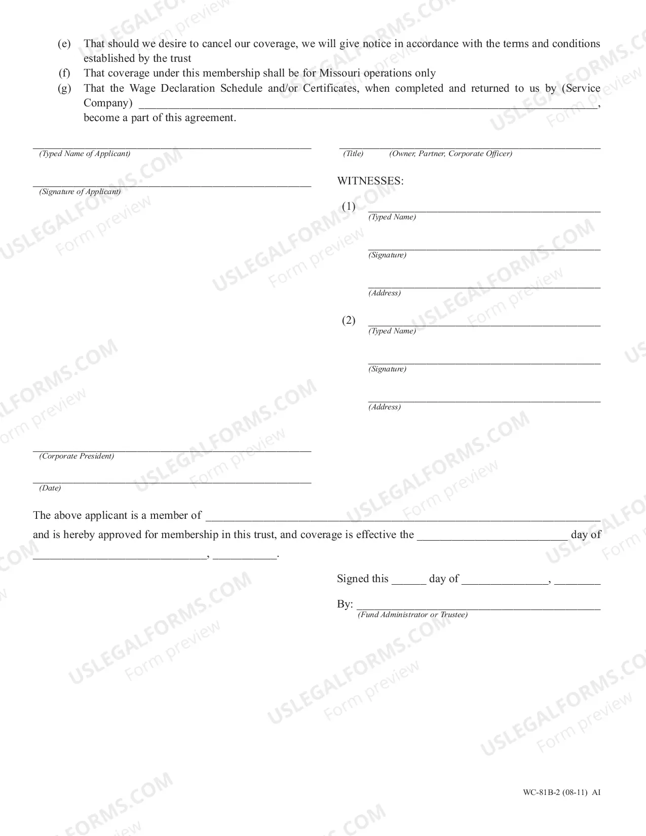 Preview Application For Membership