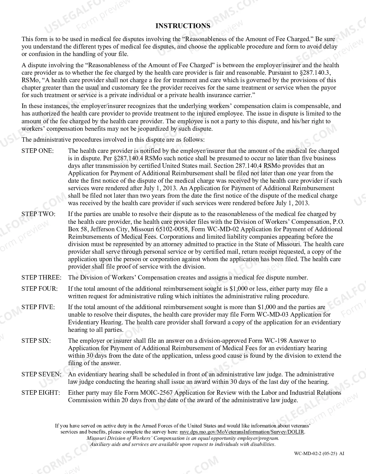 Preview Application For Payment of Additional Reimbursements of Medical Fees