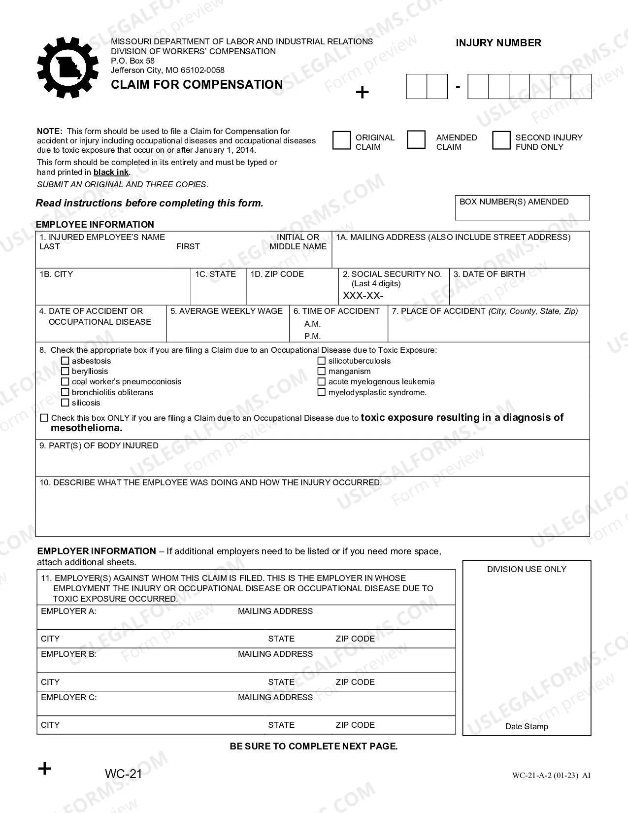 Preview Claim For Compensation (After 12-31-13)
