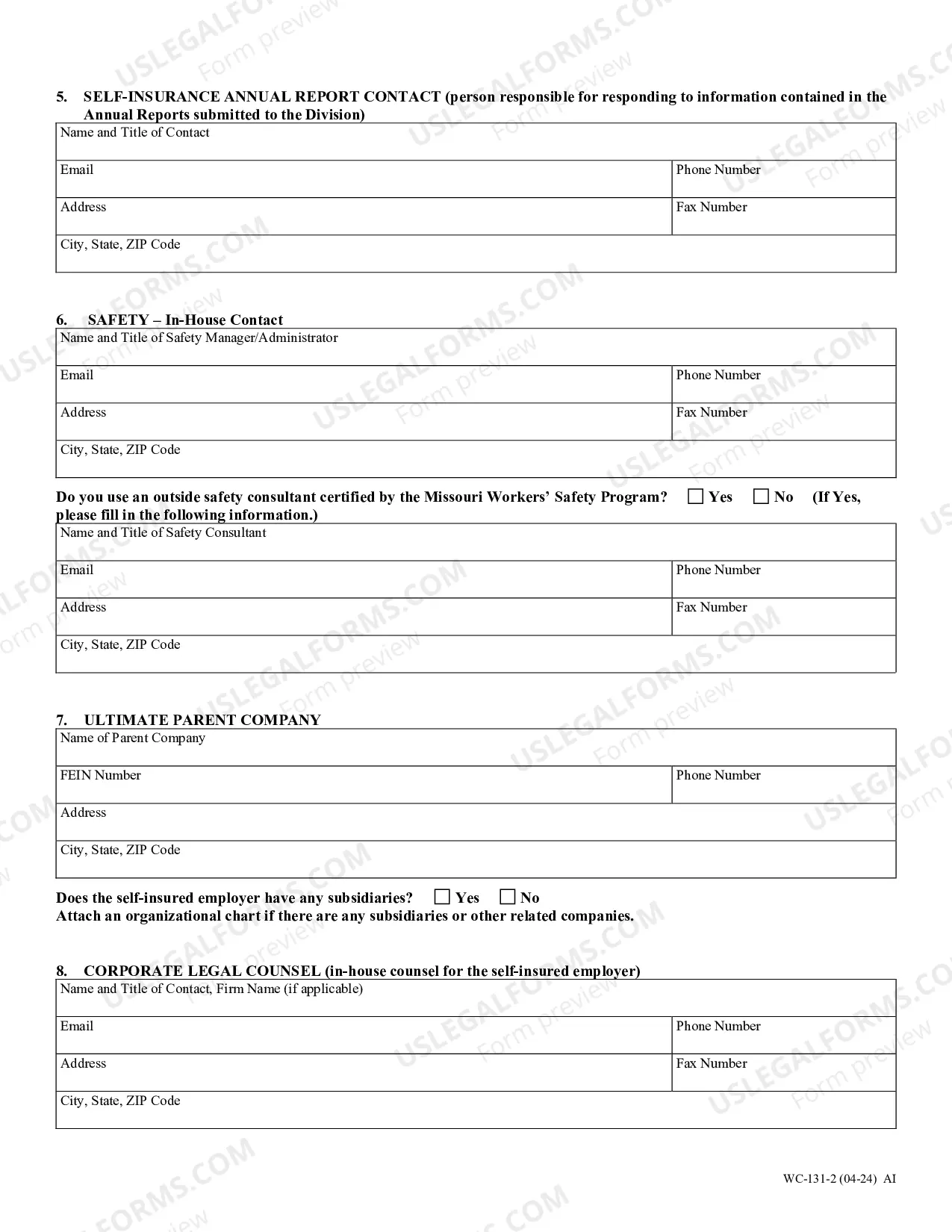 Preview Individual Self Insured Employer Information