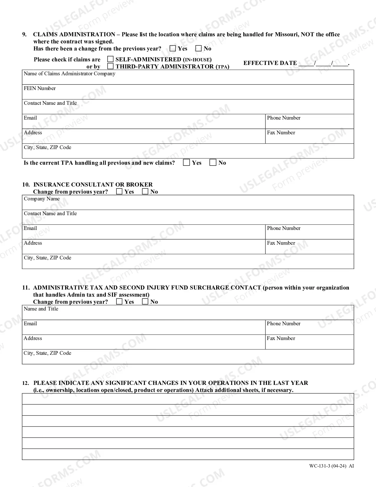 Preview Individual Self Insured Employer Information