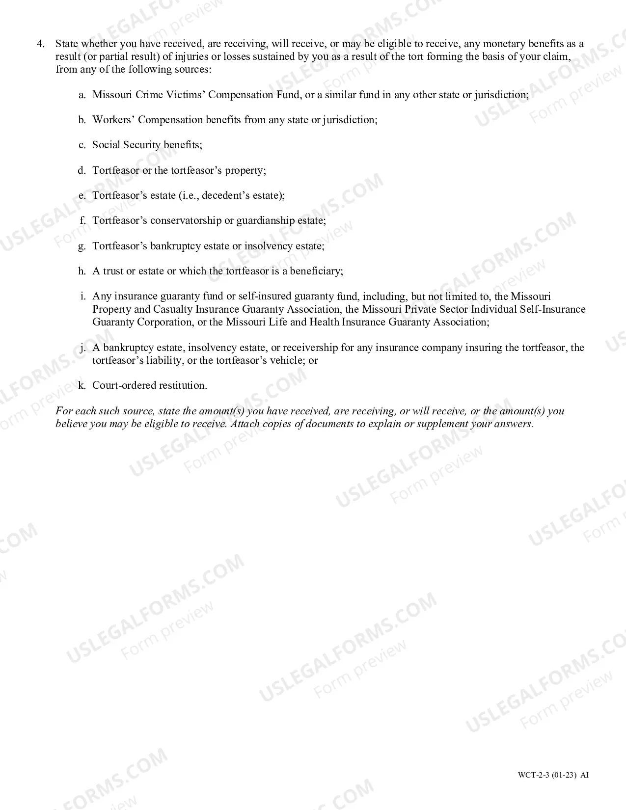 Preview Questions and Affidavit Regarding Benefit Sources and Payments - Affidavit Form A