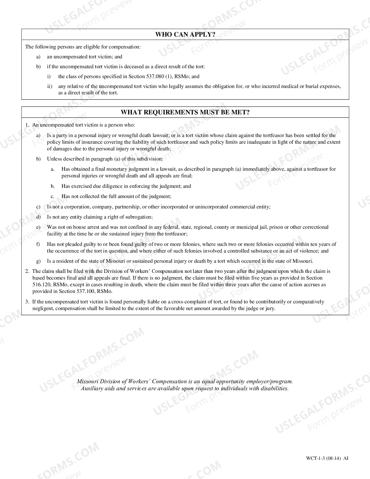 Preview Tort Victims Compensation Claim