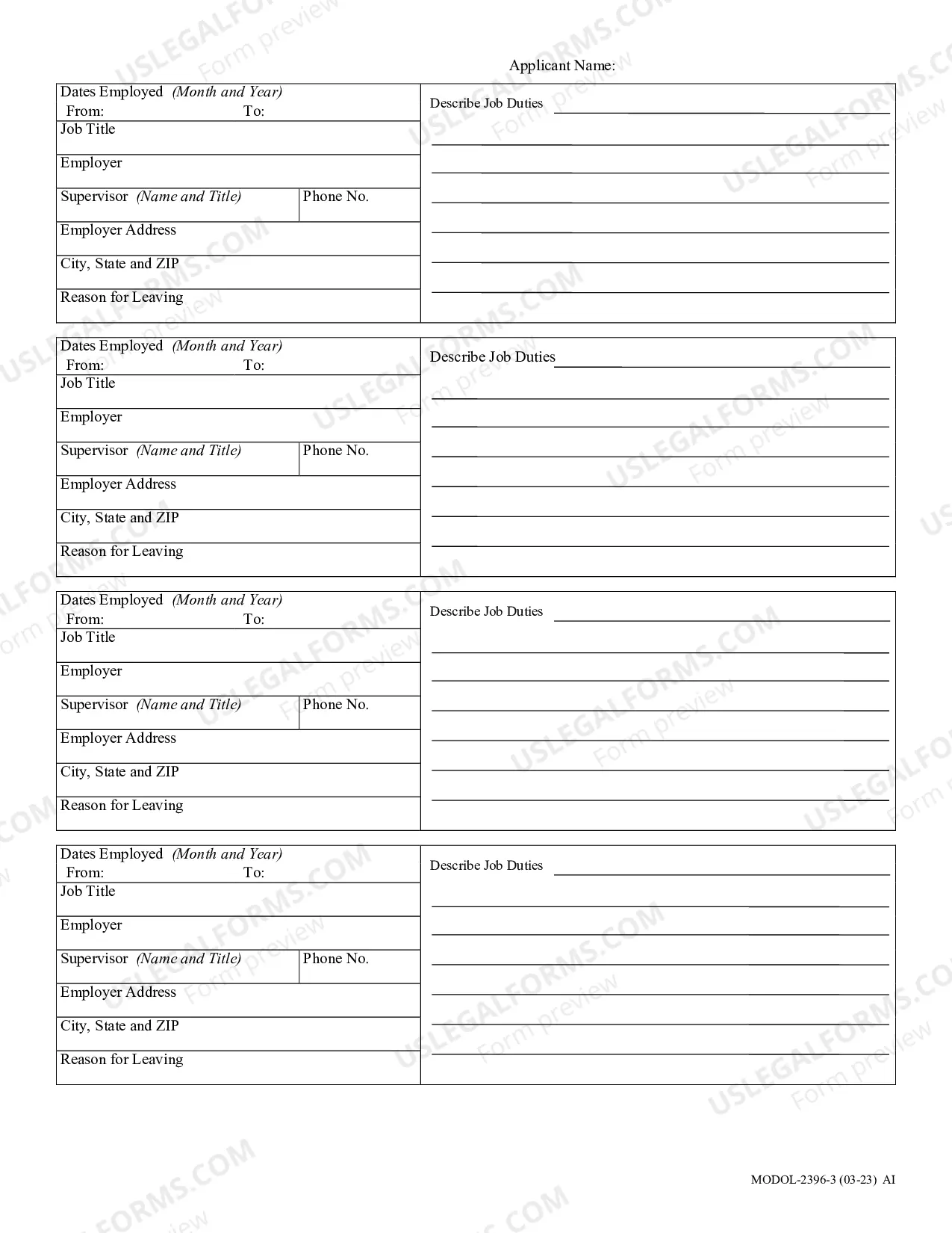 Preview Application for Employment