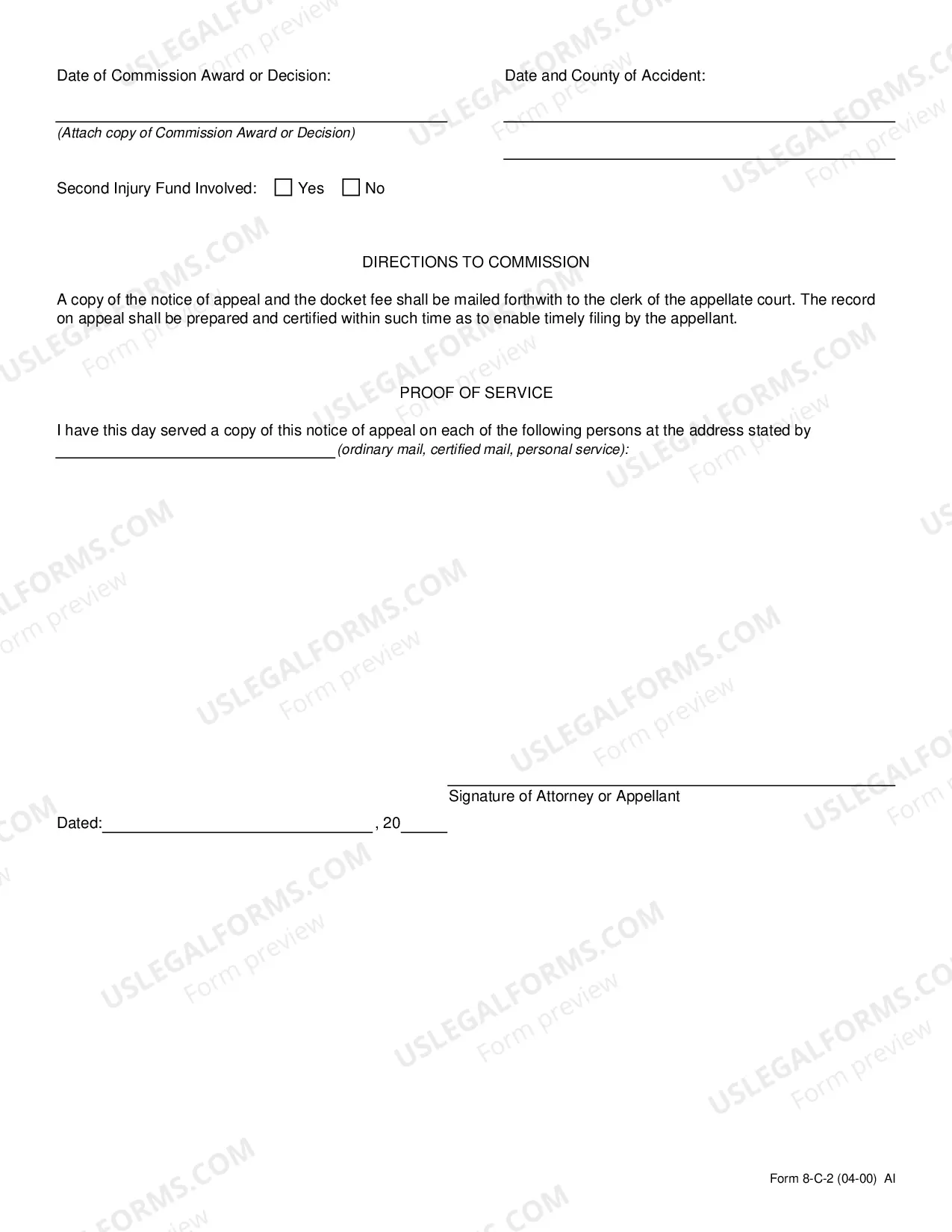 Preview Form 8-C Notice of Appeal