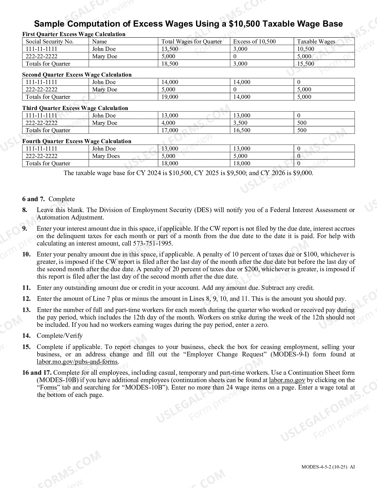 Preview Instruction for Quarterly Contribution and Wage Report