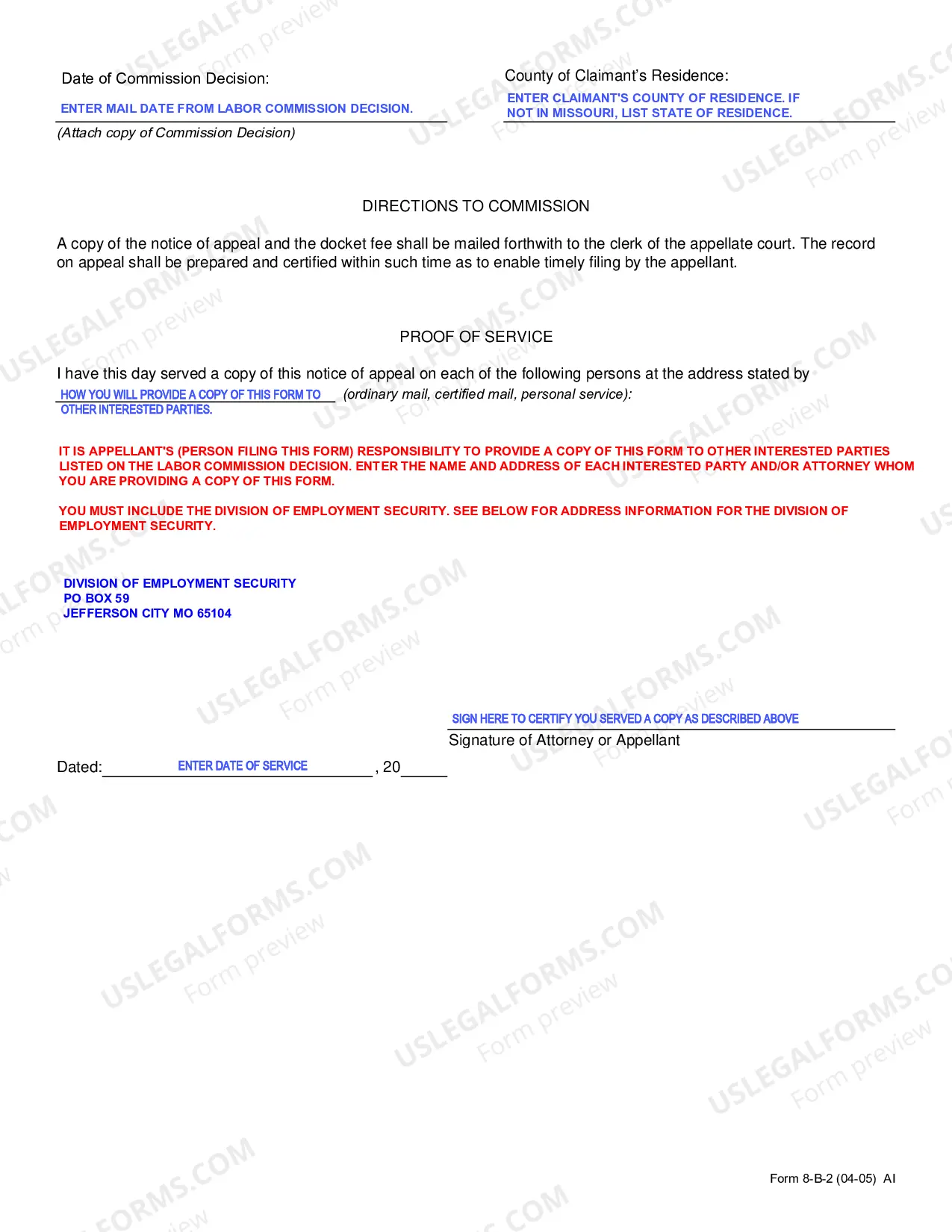Preview Instructions for Unemployment Compensation Notice of Appeal