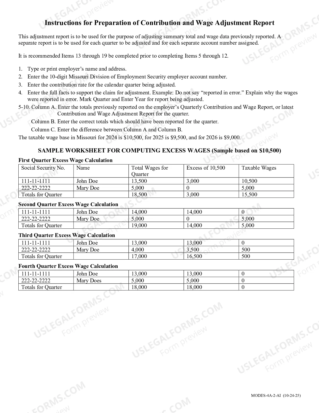 Preview Quarterly Contribution and Wage Report