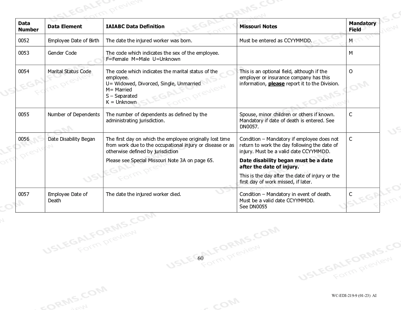 Preview EDI Missouri Data Dictionary