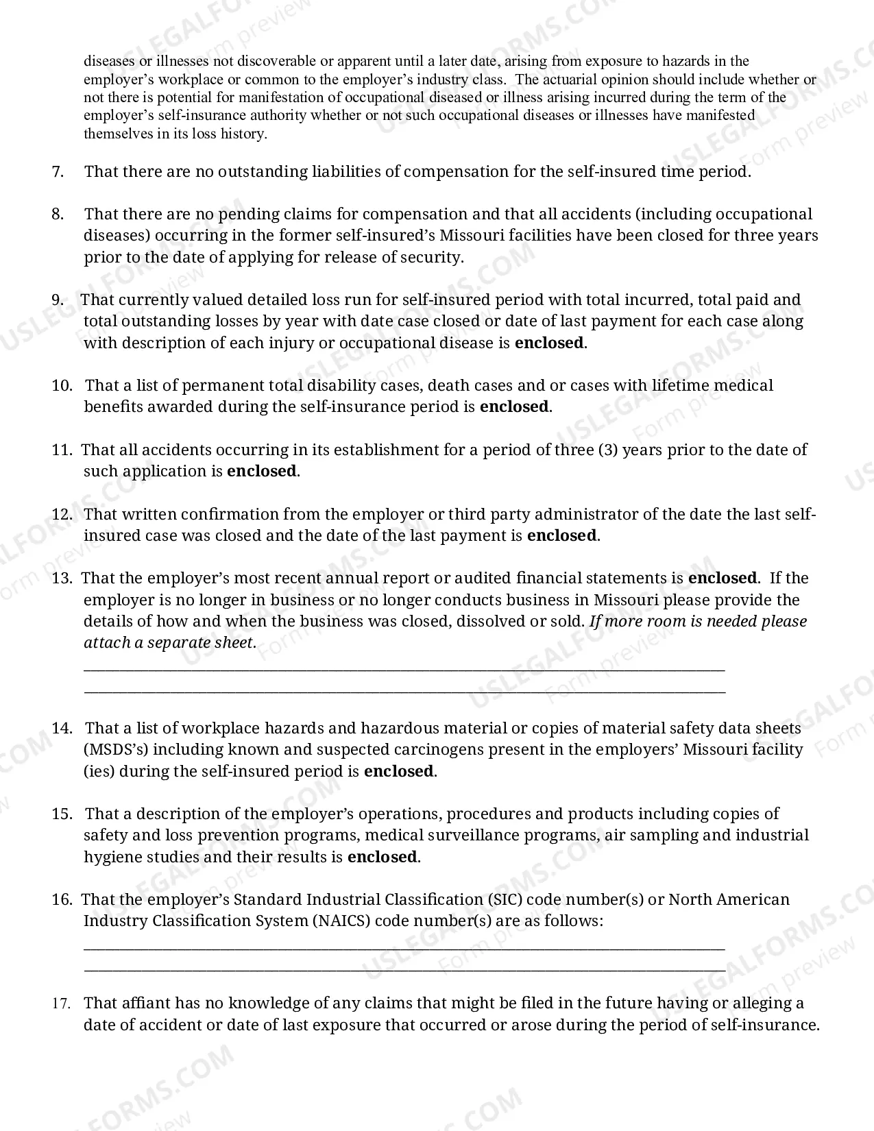 Preview Affidavit for Security Release