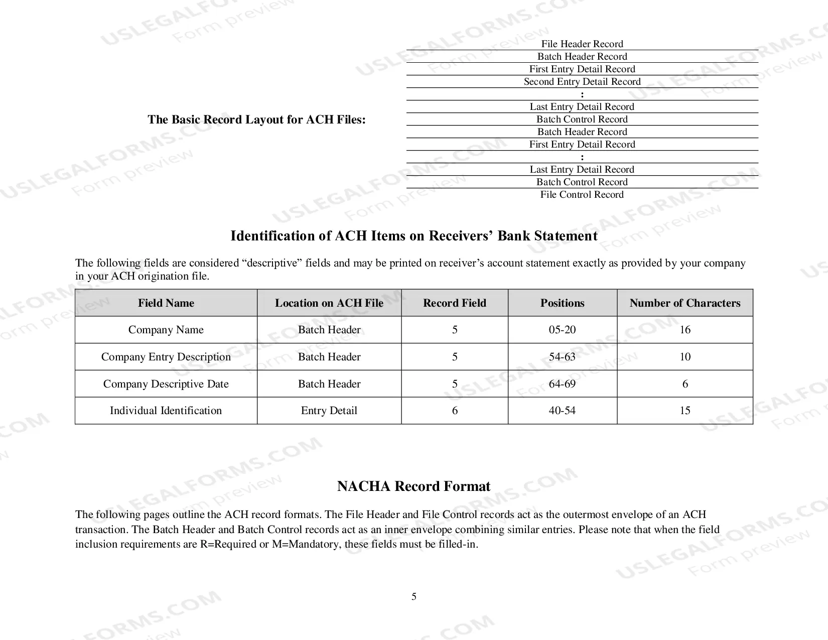 Preview Electronic File Specifications and Record Layout for ACH Credit Payments