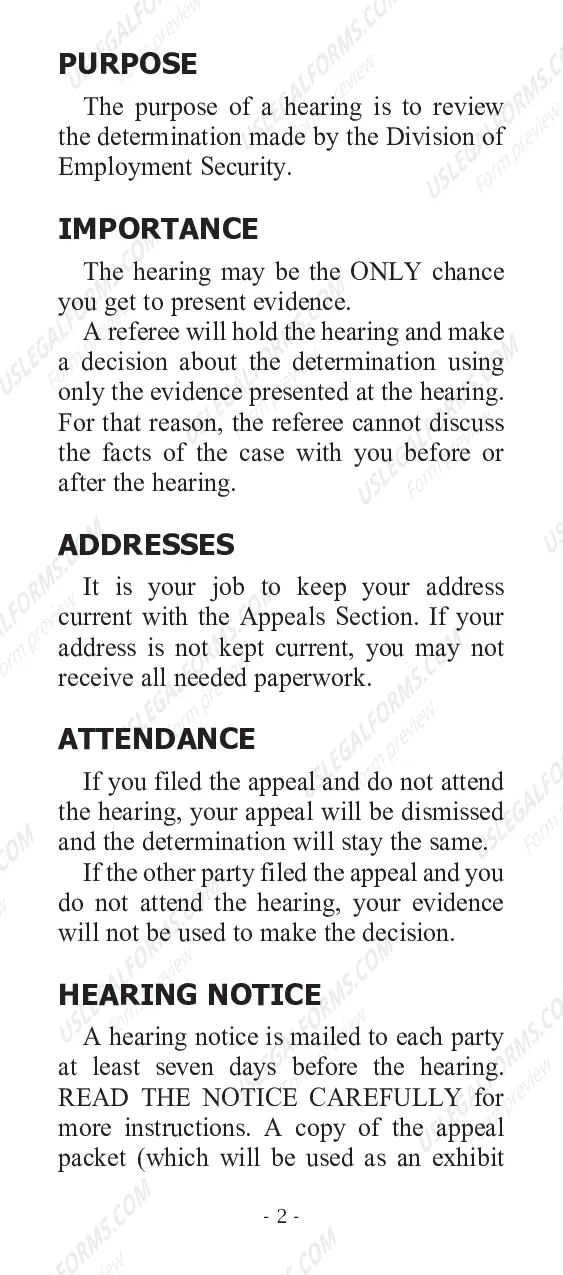 Preview Information for Appeals Tribunal Hearings
