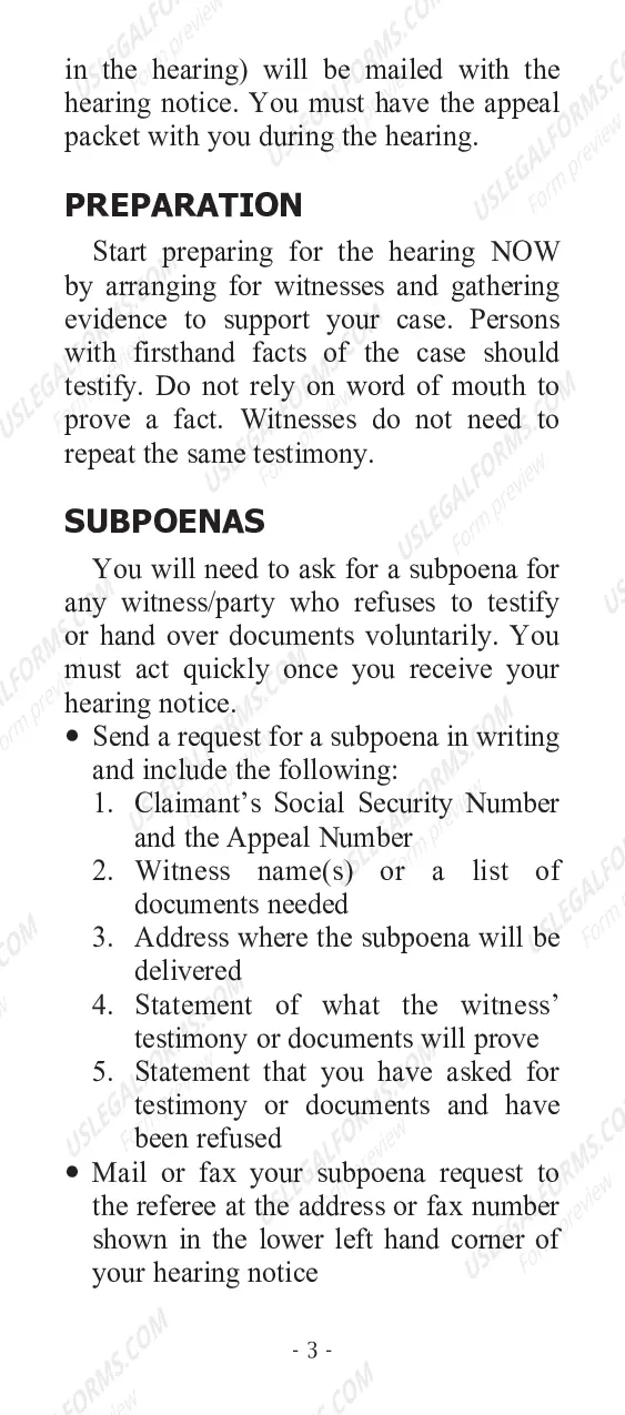 Preview Information for Appeals Tribunal Hearings