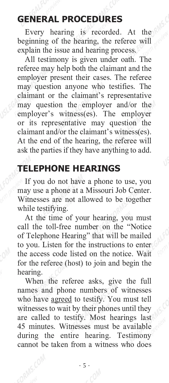 Preview Information for Appeals Tribunal Hearings