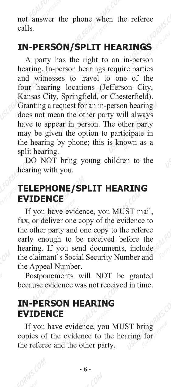 Preview Information for Appeals Tribunal Hearings