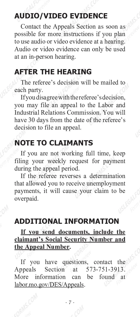 Preview Information for Appeals Tribunal Hearings