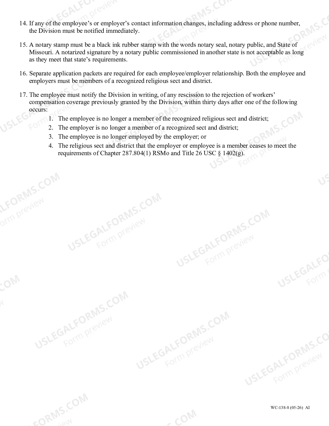 Preview Religious Exception Application and Affidavit Instructions