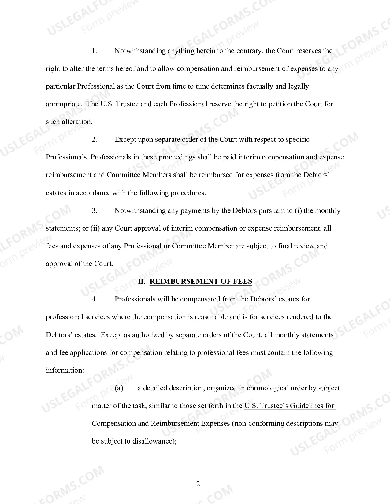 Preview Procedures For Interim Compensation and Reimbursement of Professionals (Standing Order 2)