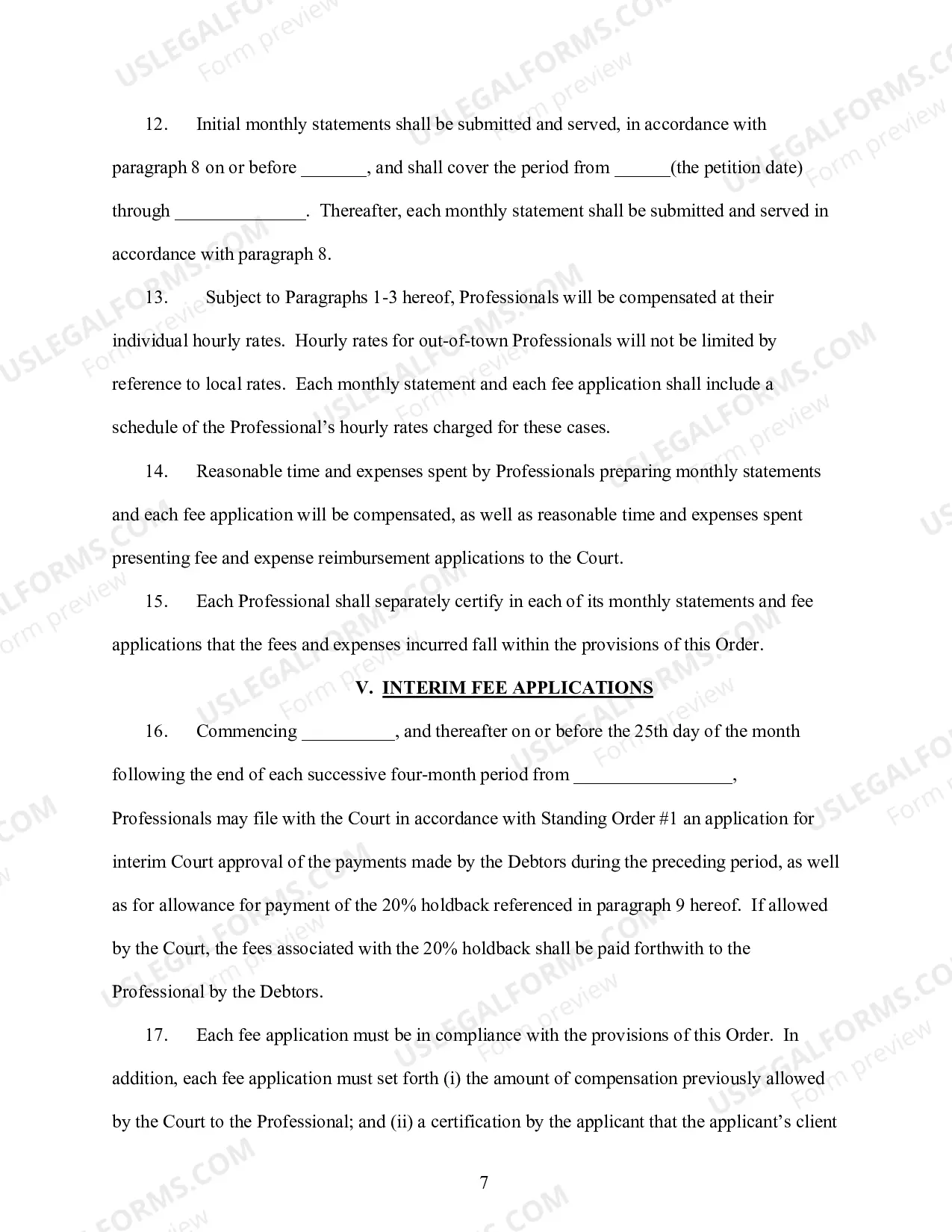 Preview Procedures For Interim Compensation and Reimbursement of Professionals (Standing Order 2)