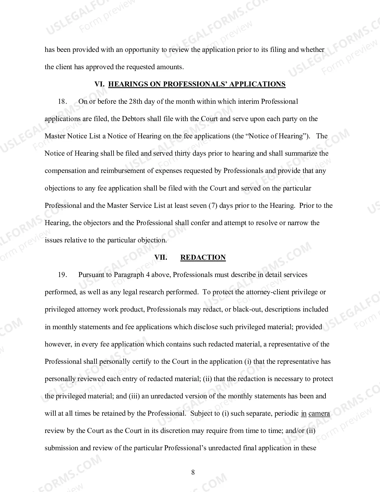 Preview Procedures For Interim Compensation and Reimbursement of Professionals (Standing Order 2)