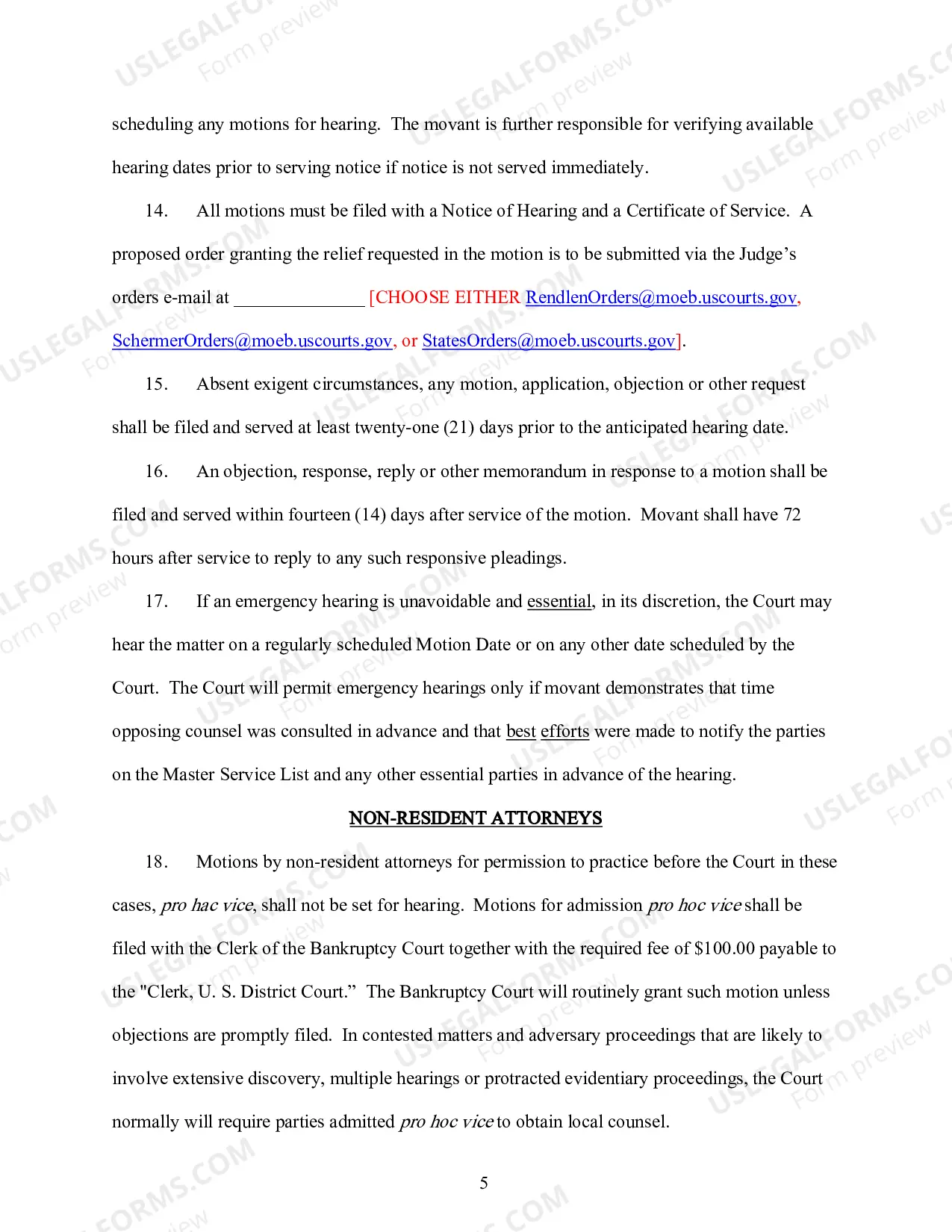 Preview Establishing Notice and Motion Procedures (Standing Order 1)