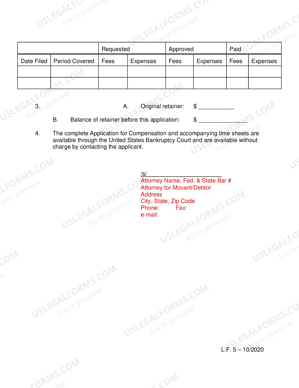 Preview Summary & Notice of Application For Compensation and Reimbursement of Expenses