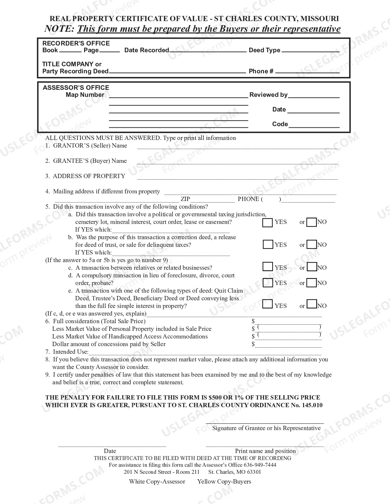 Preview Real Property Certificate of Value