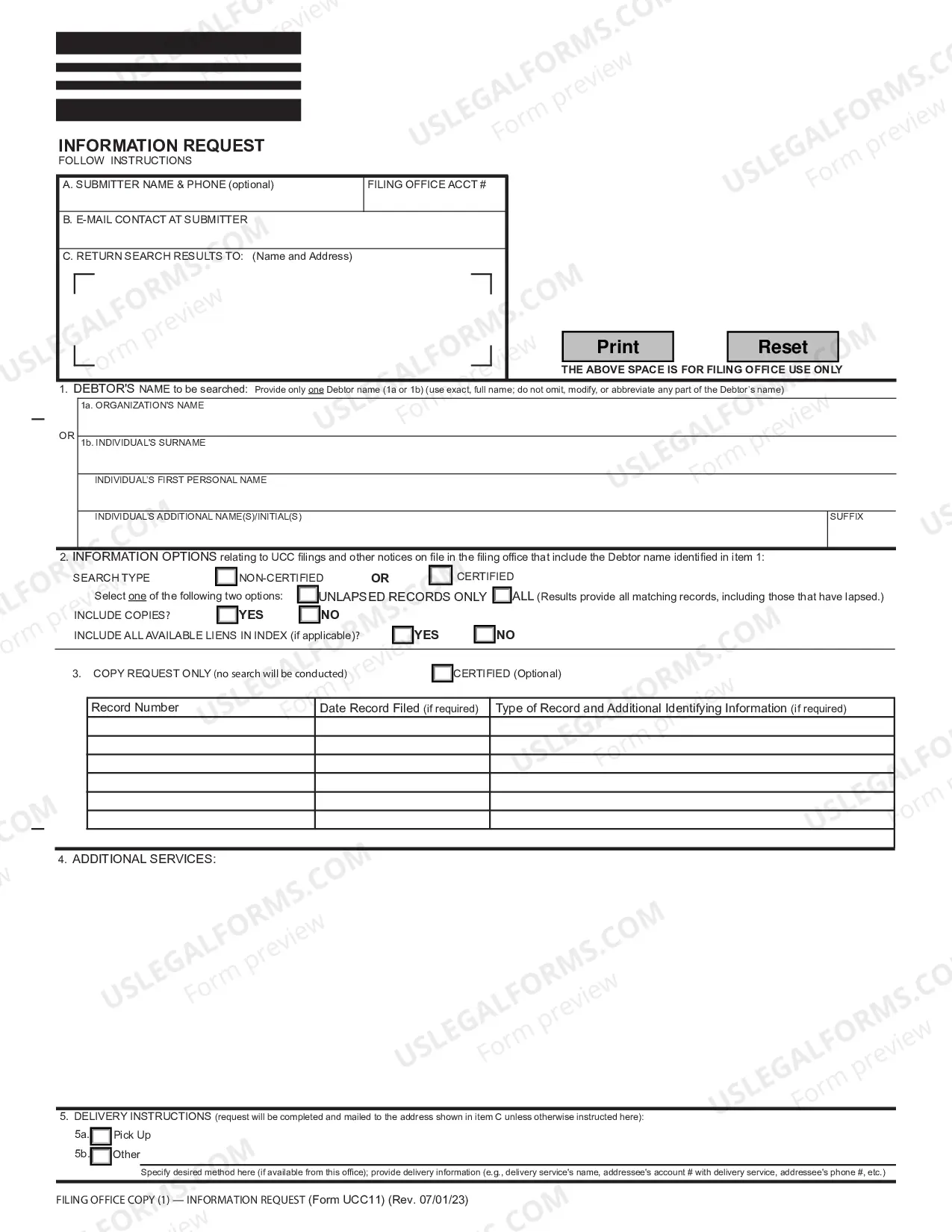 Preview Missouri UCC11 Information Request