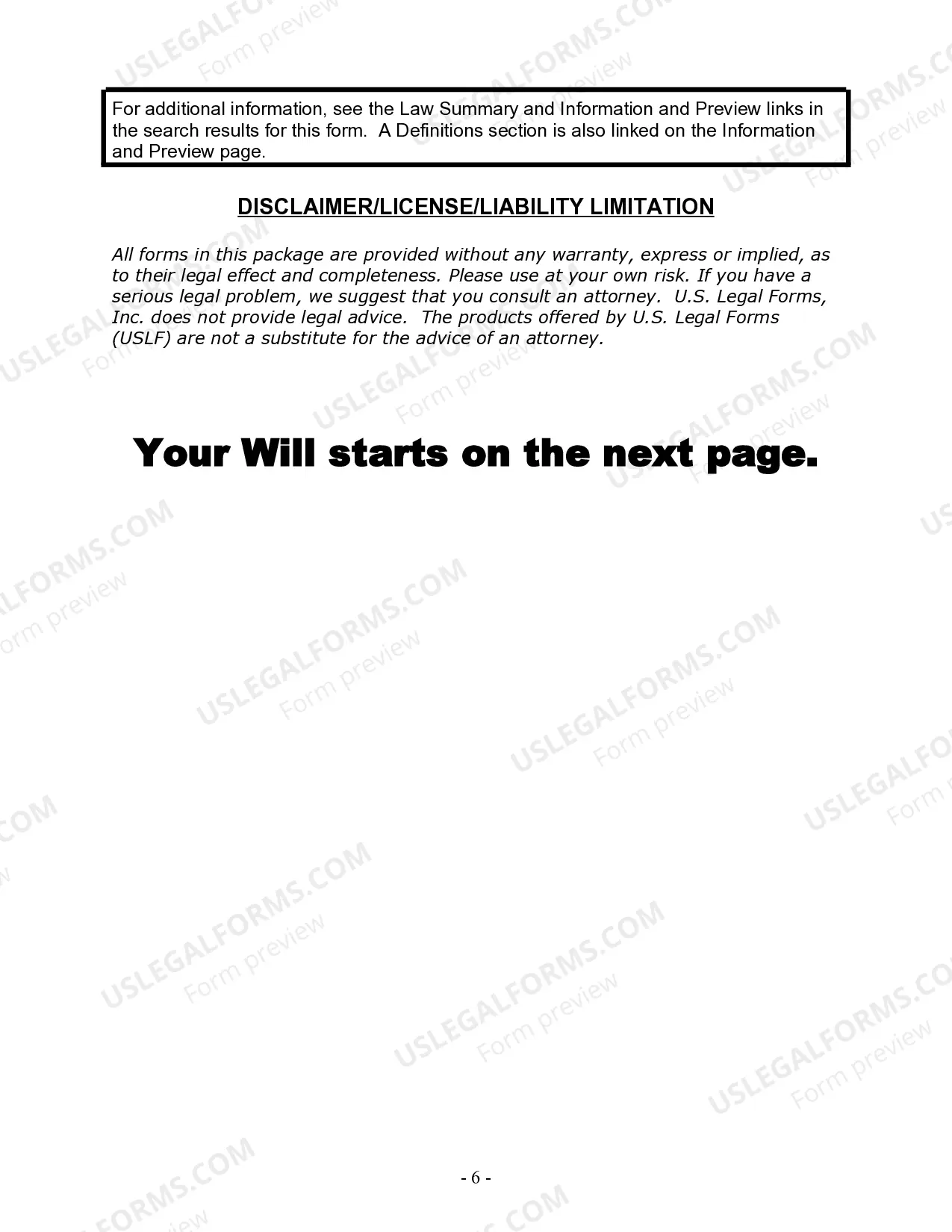 Preview Last Will and Testament for Single Person with Adult and Minor Children