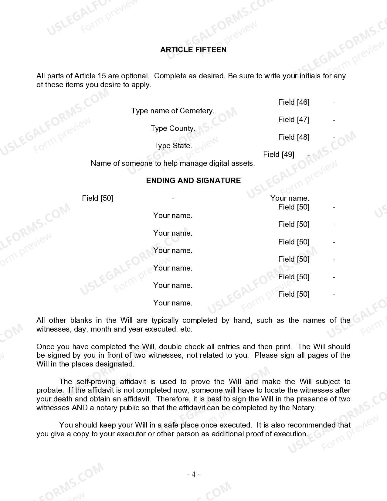Preview Last Will and Testament for Married person with Minor Children from Prior Marriage