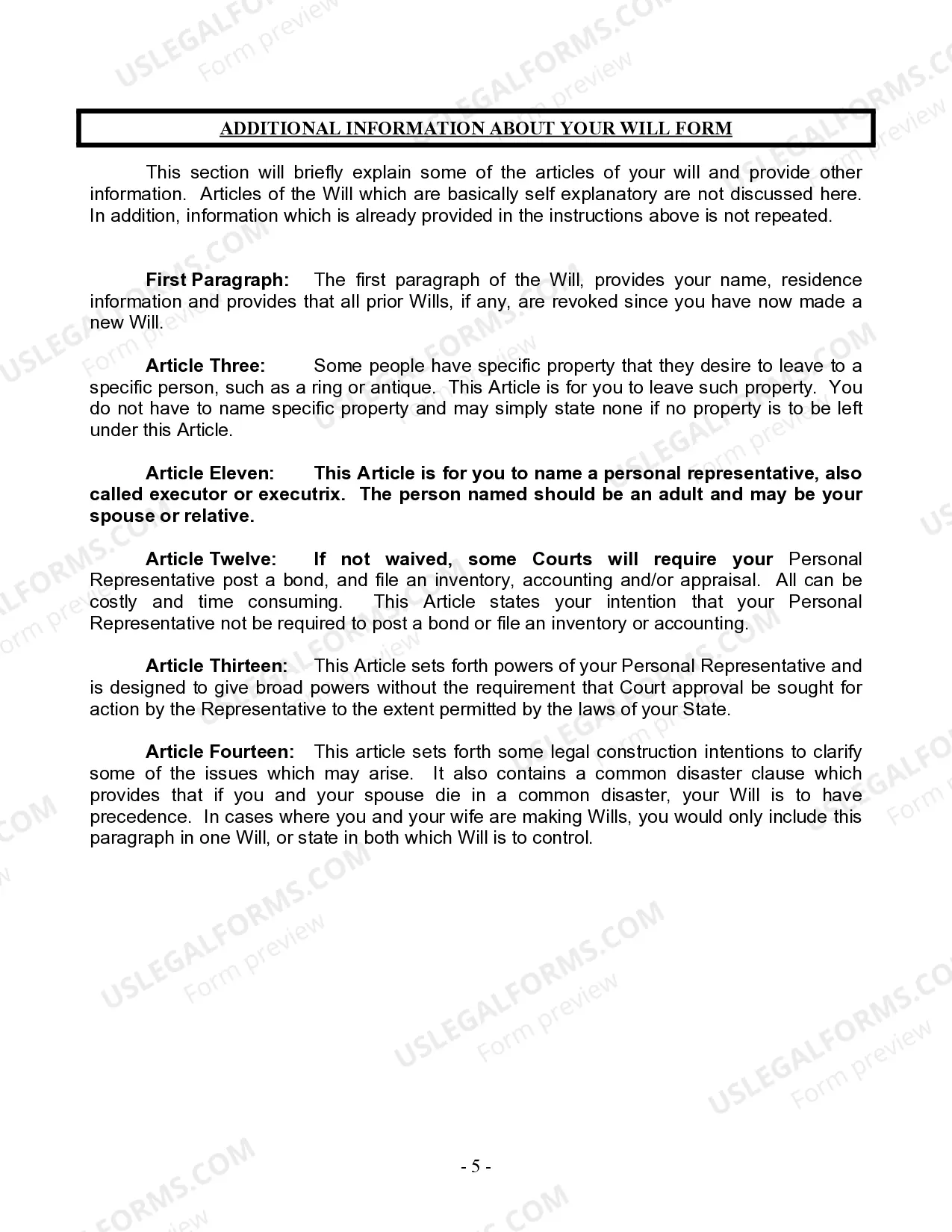 Preview Last Will and Testament for Married person with Minor Children from Prior Marriage