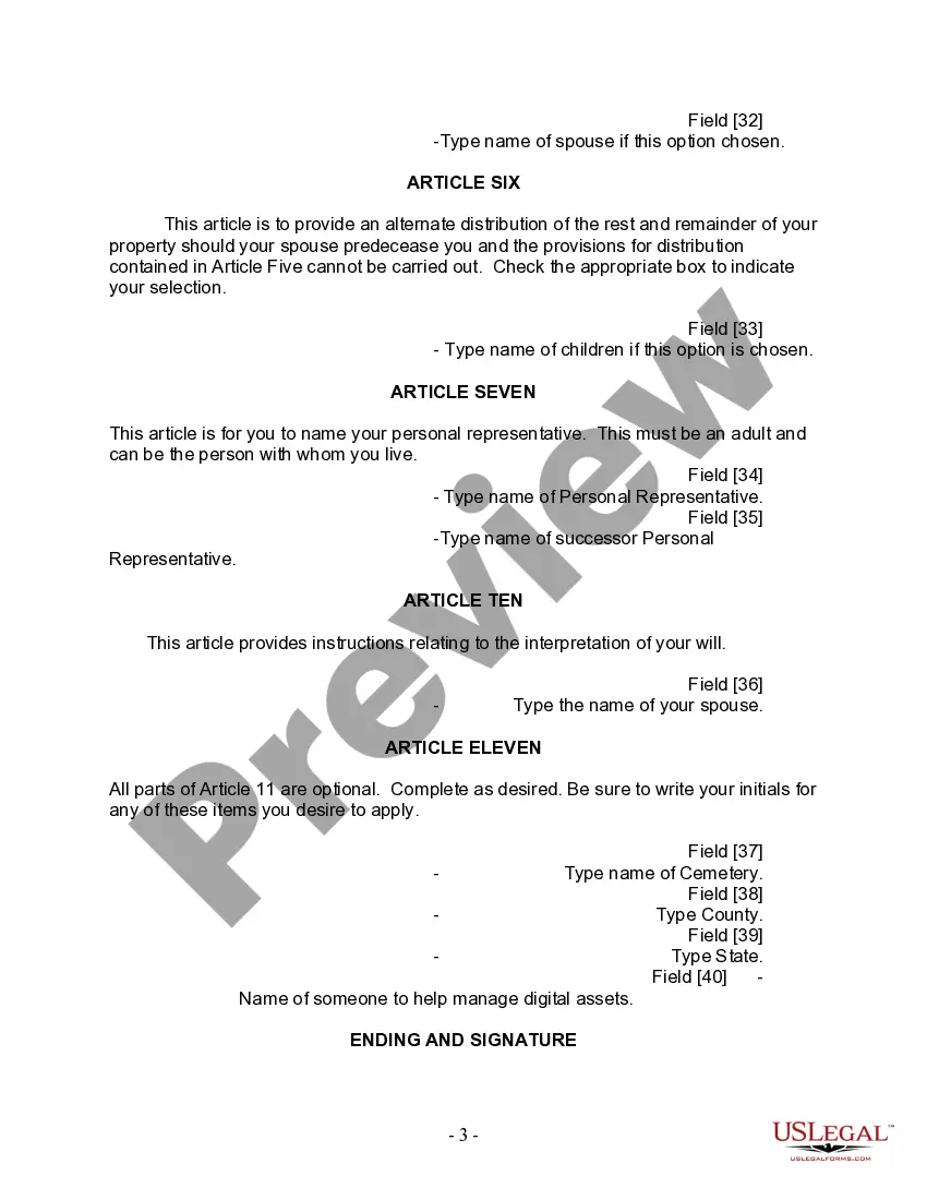 Preview Last Will and Testament for Married person with Adult Children from Prior Marriage