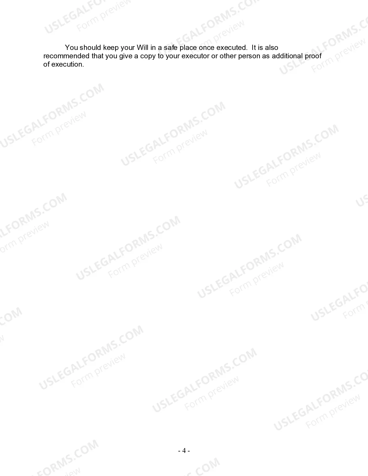 Preview Last Will and Testament for Divorced Person Not Remarried with No Children