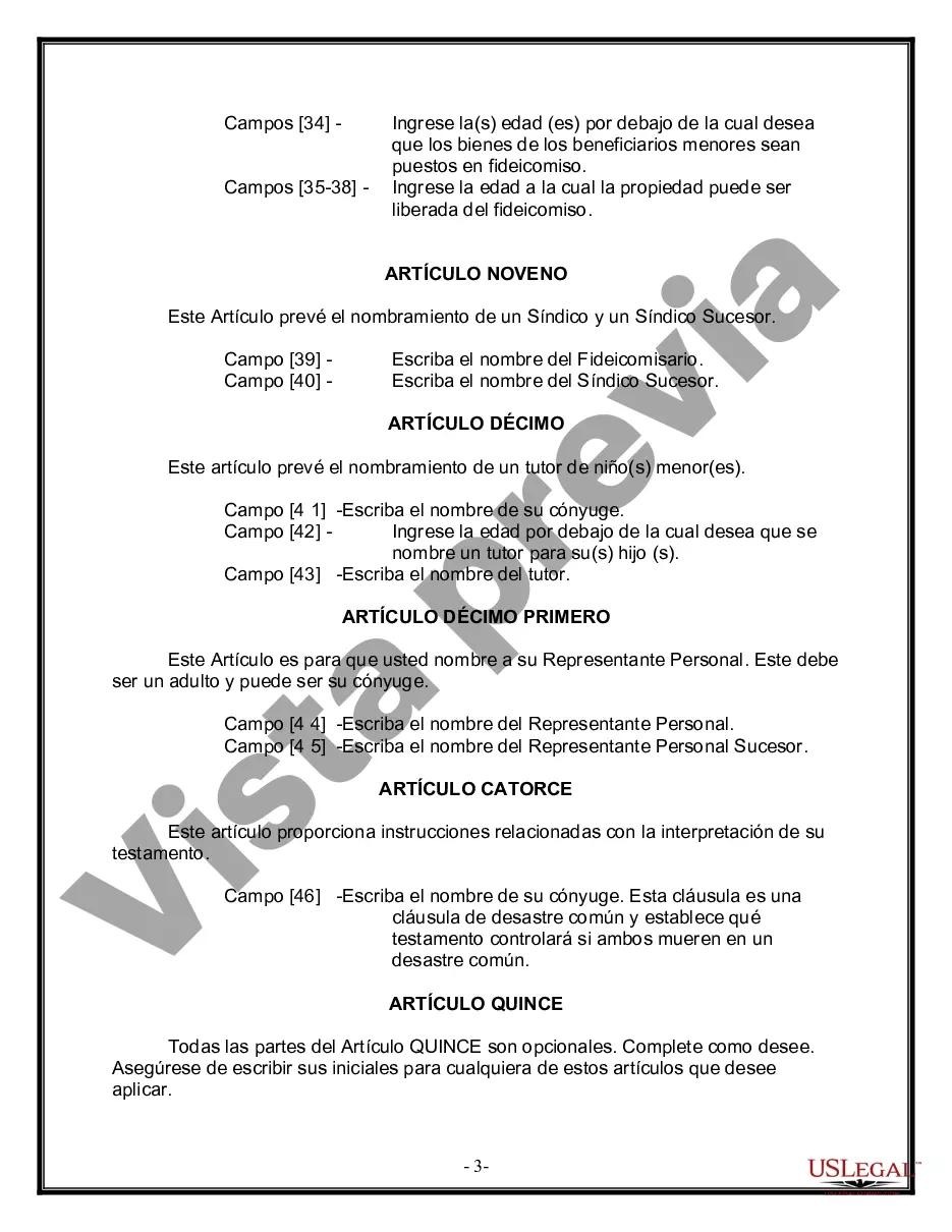 Preview Paquete de Voluntades Mutuas con Últimas Voluntades y Testamentos para Pareja Casada con Hijos Menores