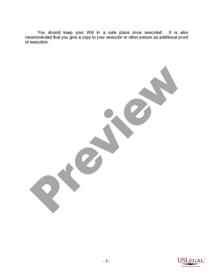 Preview Last Will and Testament for Married person with Minor Children