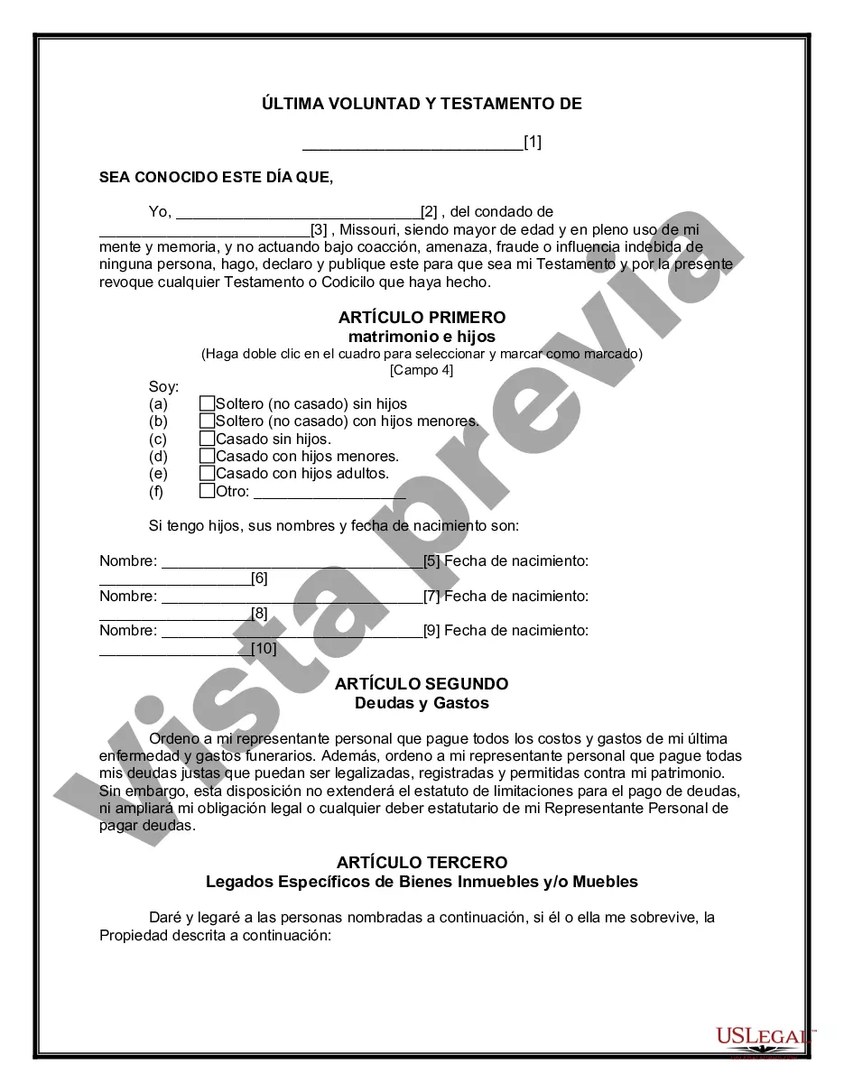 Preview Última voluntad y testamento para otras personas