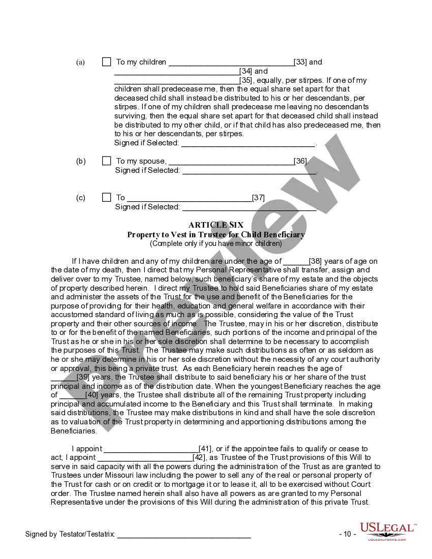 Preview Last Will and Testament for other Persons