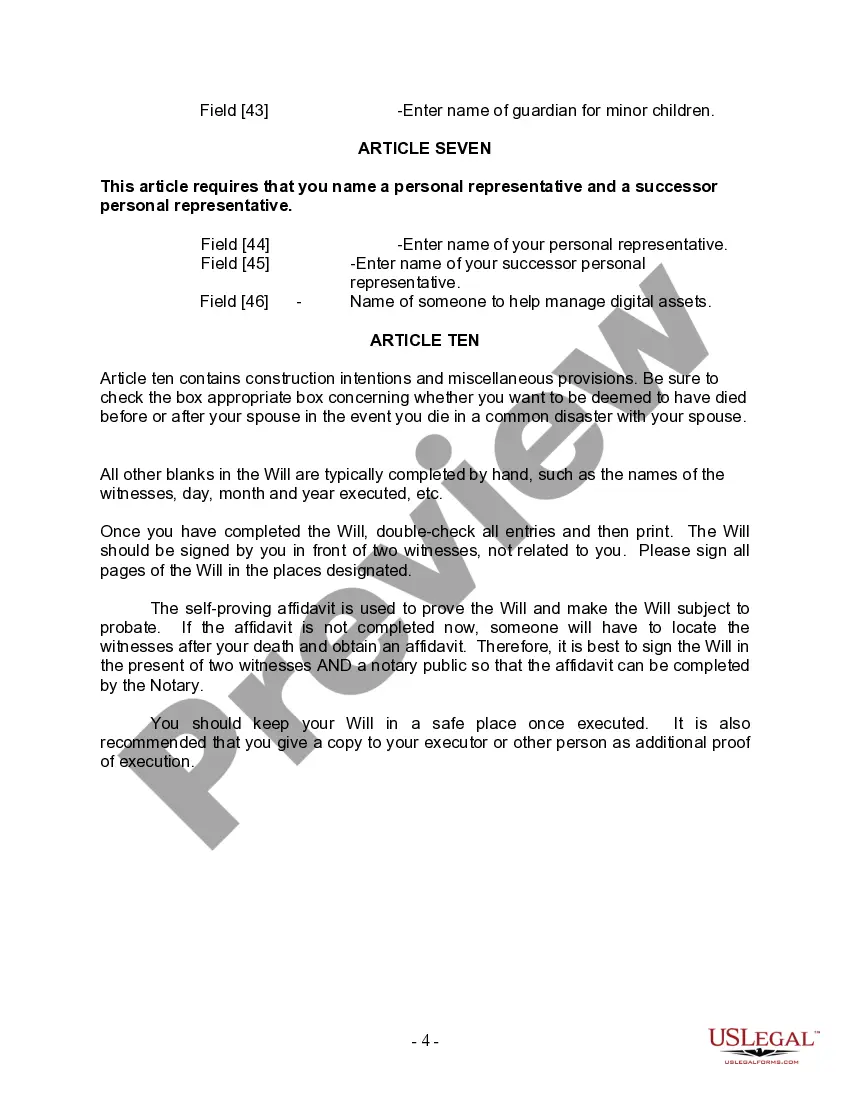 Preview Last Will and Testament for other Persons