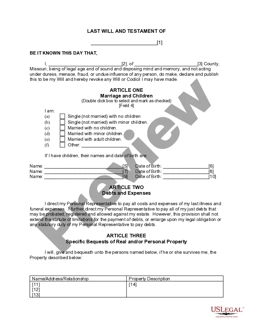 Preview Last Will and Testament for other Persons